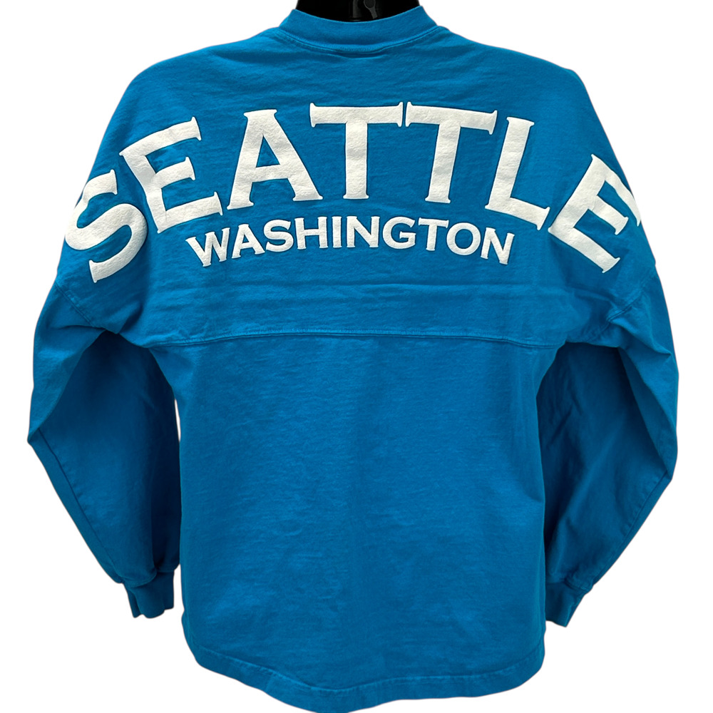 Seattle Washington Spirit Jersey T Shirt Oversized Long Sleeve Blue Tee S Small